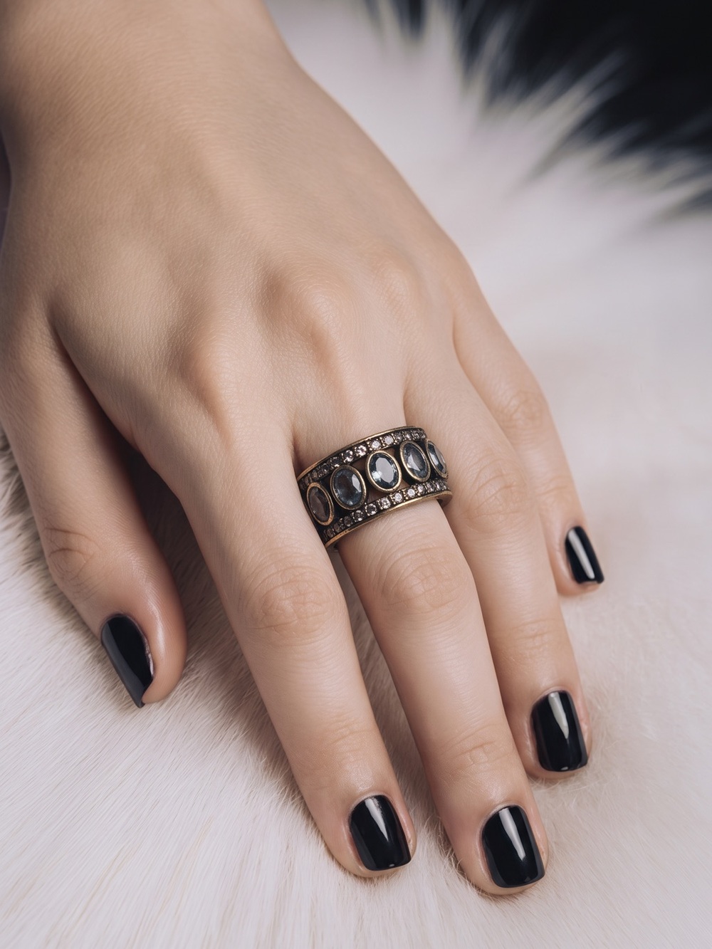 Antique-Style Smoky Gray Topaz Stone Statement Ring for Women
